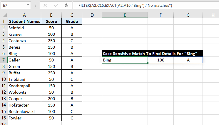 Excel FILTER Function – How To Use 5 FILTER function Used in Combination With the EXACT function