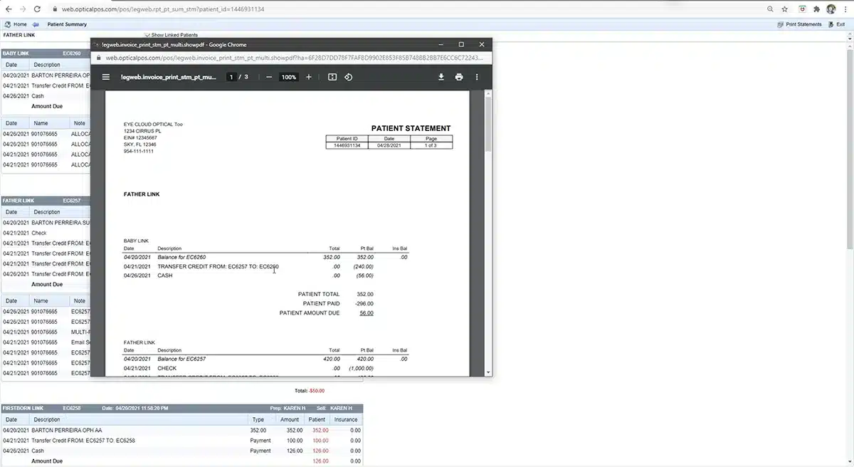 user interface billing
