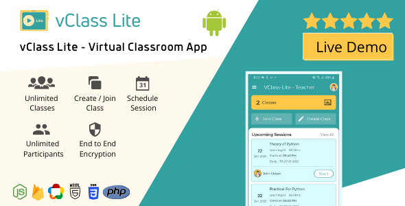 vClass Lite - Virtual Online Live Classroom Android App