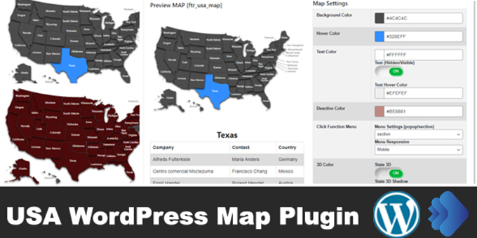 Interactive USA Map WordPress plugin