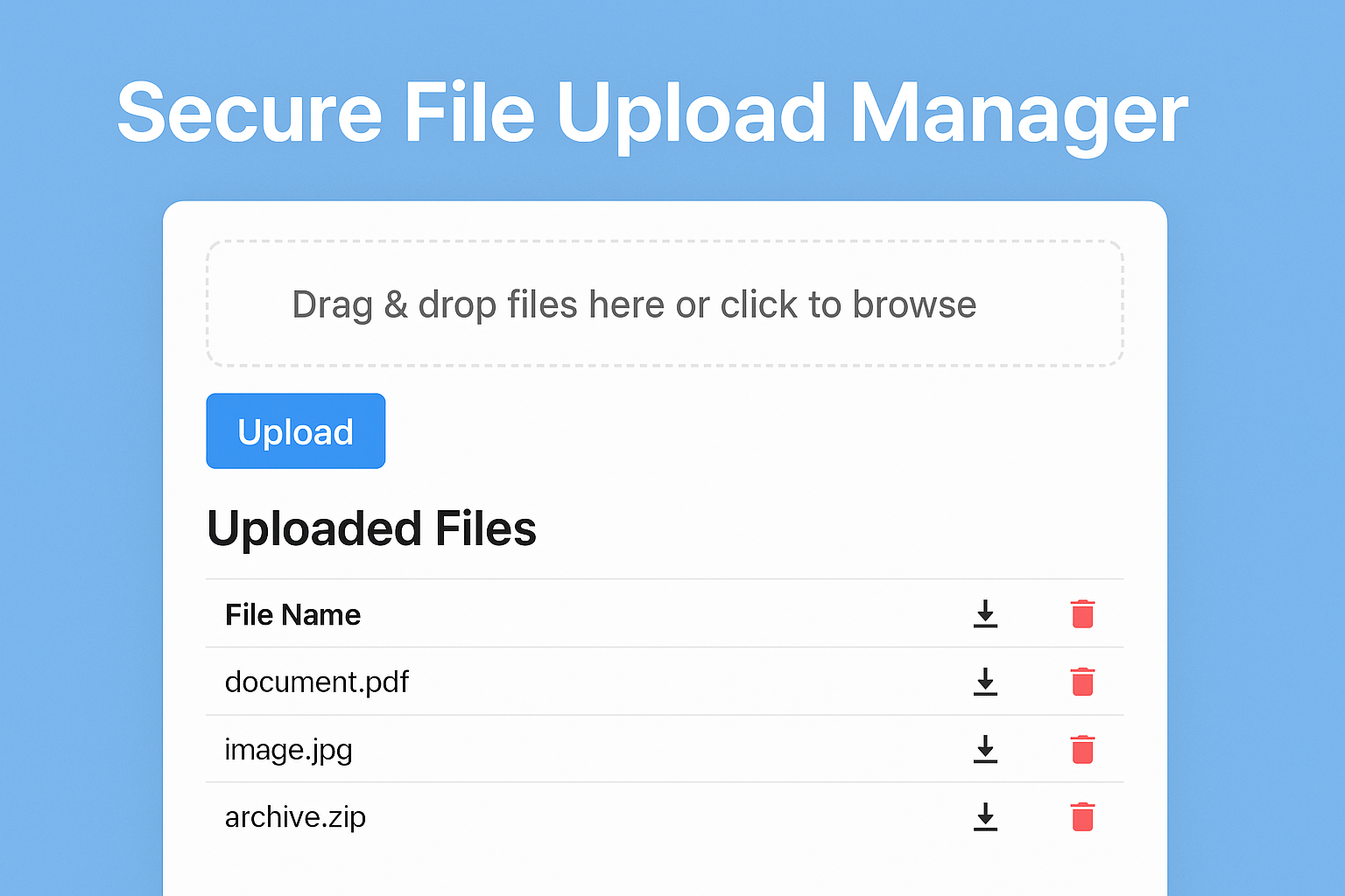 Secure File Upload Manager - PHP & AJAX