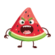 Angry Cartoon Watermelon Slice Character Illustration