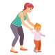 Mother Helping Her Toddler Take First Steps