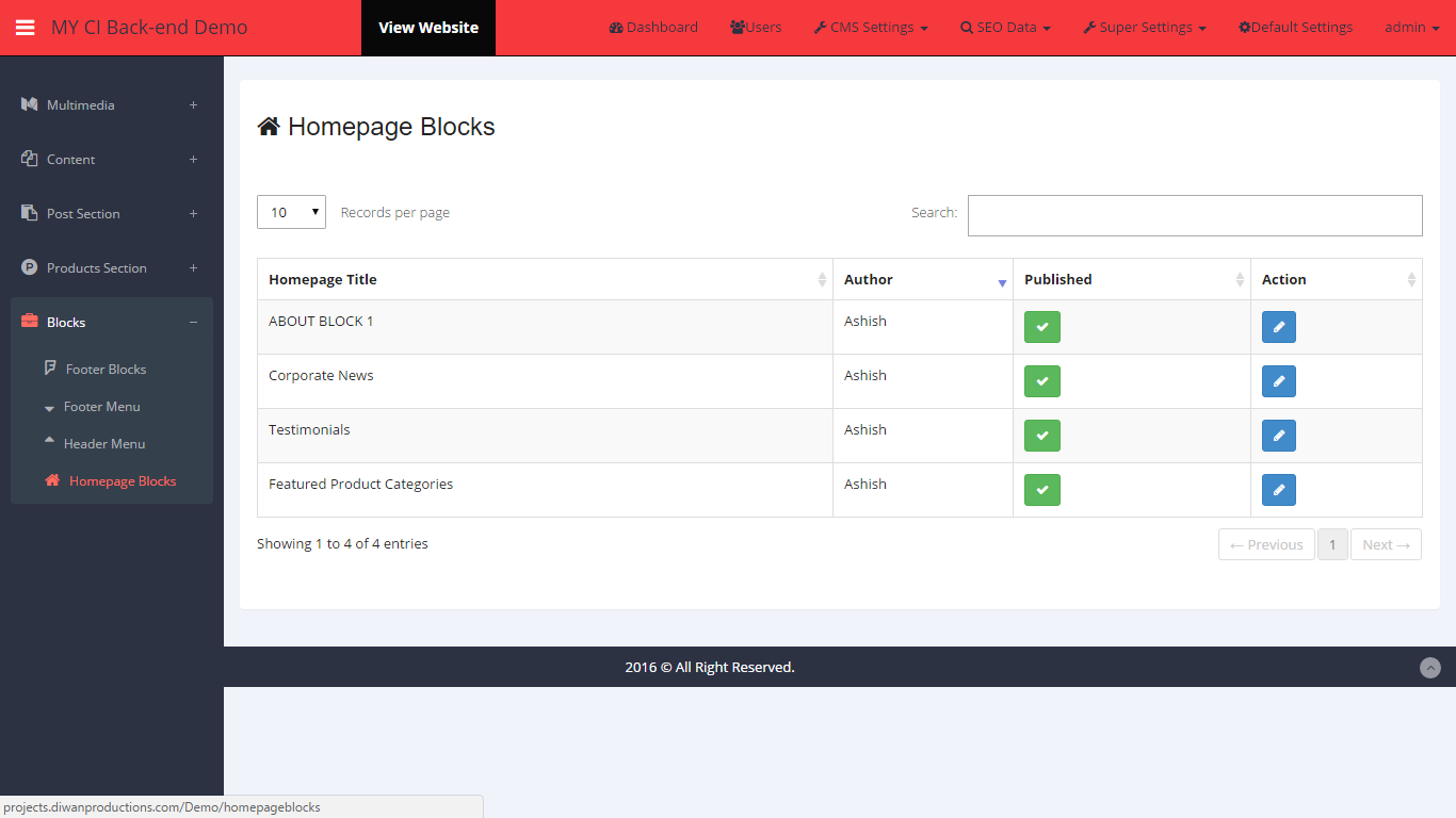 ADCMS Customize Admin Panel Using Codeigniter