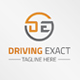 Driving Exact DE Letter Logo Design