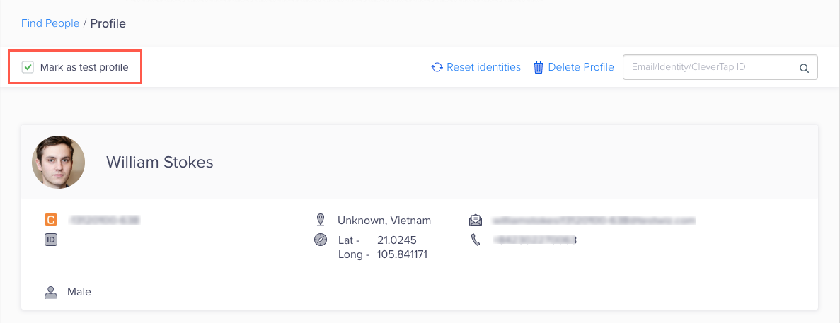 Mark a User Profile as a Test Profile Mark as Test Profile
