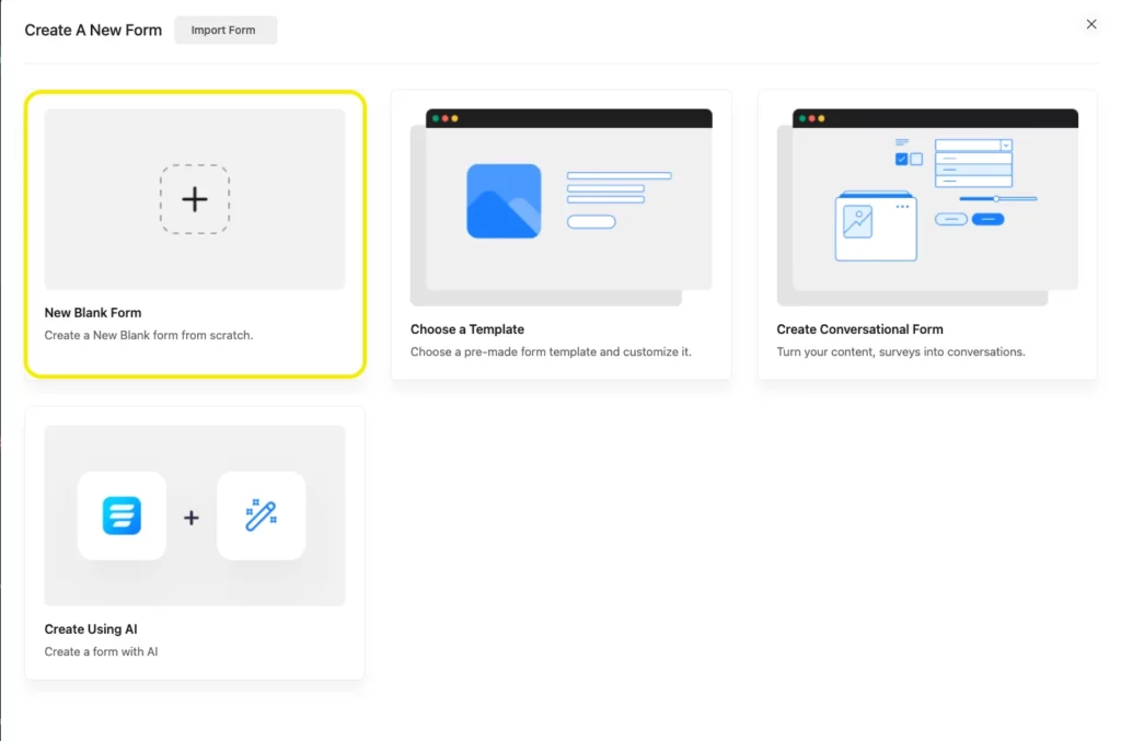 New Blank Form- WordPress contact form builder