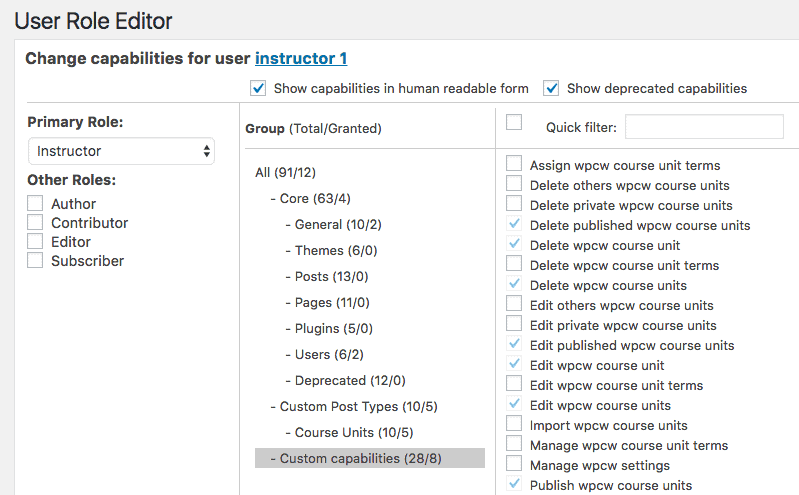 WordPress role editor