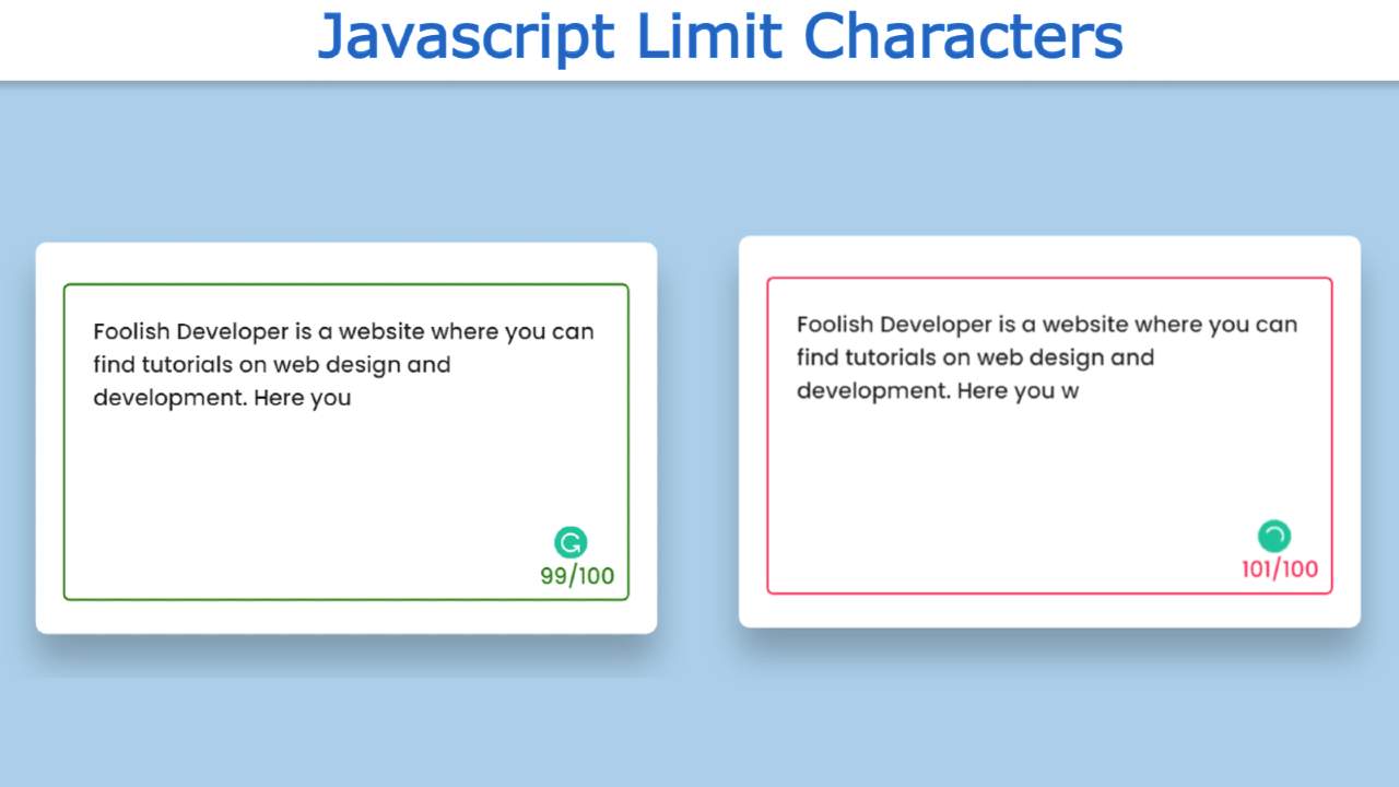 Javascript Limit Characters in textbox with HTML & CSS