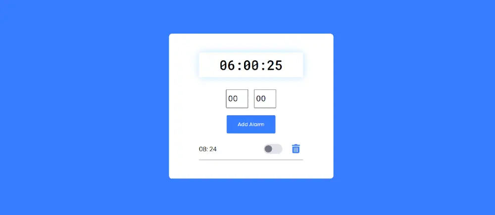 Alarm Clock in HTML CSS JavaScript