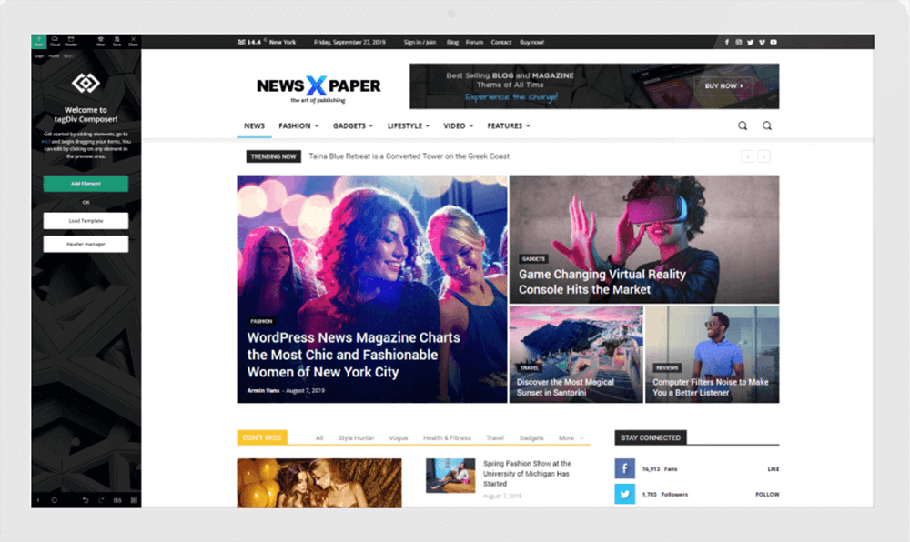 wordpress佈景主題 :newspaper 的頁面編輯器 tagDiv Composer