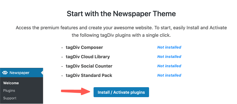 Newspaper WordPress 主題:安裝 Newspaper 配合外掛
