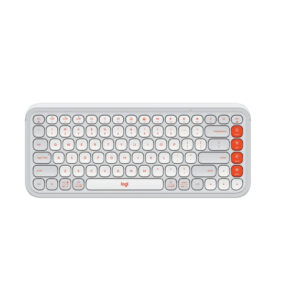 Logitech POP Icon Keys Bluetooth Keyboard In Off White & Orange-Images Gamesncomps.com