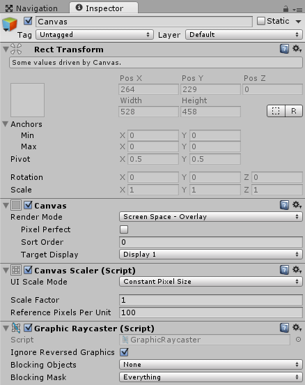 CanvasにはGraphicRaycasterが取り付けてある
