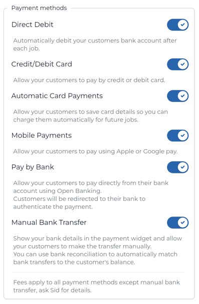 Payment methods