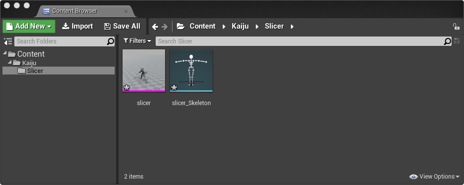 Kaiju in ContentBrowser