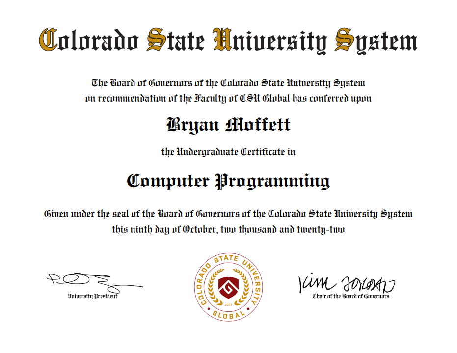Undergraduate Computer Science Certificate