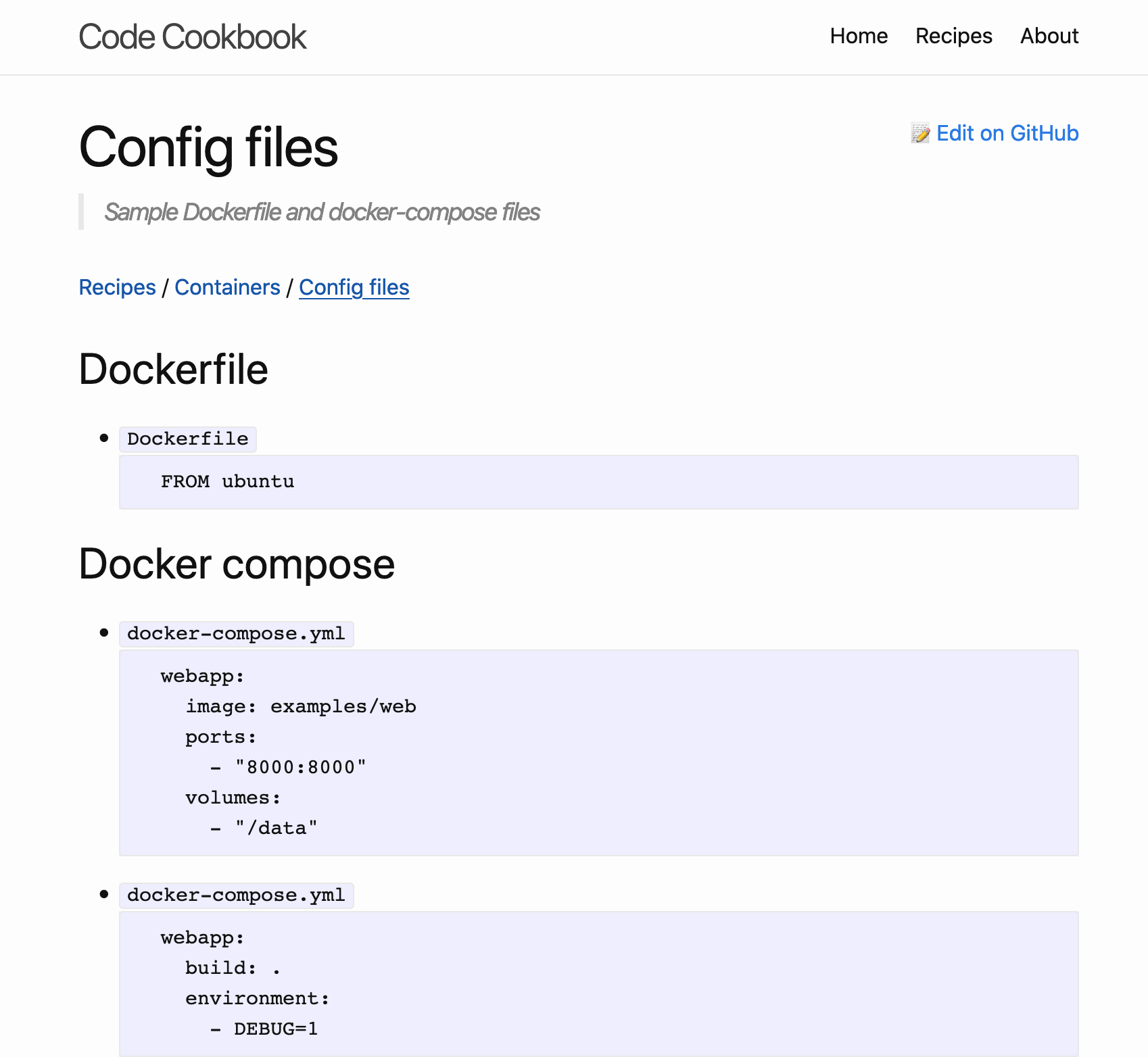 Sample docker screenshot