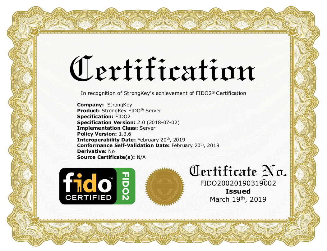 StrongKey FIDO Certificate
