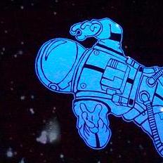 A drawing of an astronaut in space