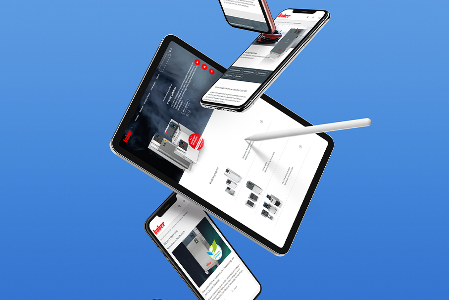 Huber Webseite Mockup Tablet und Smartphones