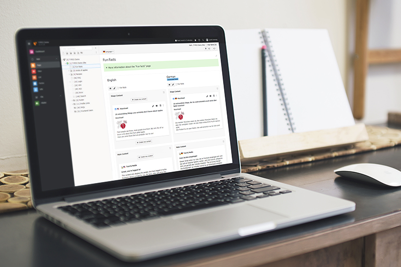 TYPO3 CMS auf Laptop