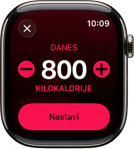 Na zaslonu Spremeni cilje so prikazani gumbi za povečanje ali pomanjšanje možnosti Premakni cilj.