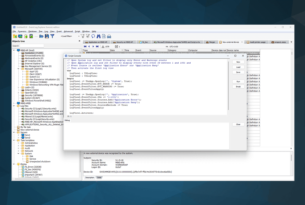 Event Log Explorer 专业 Windows 事件日志分析工具软件截图