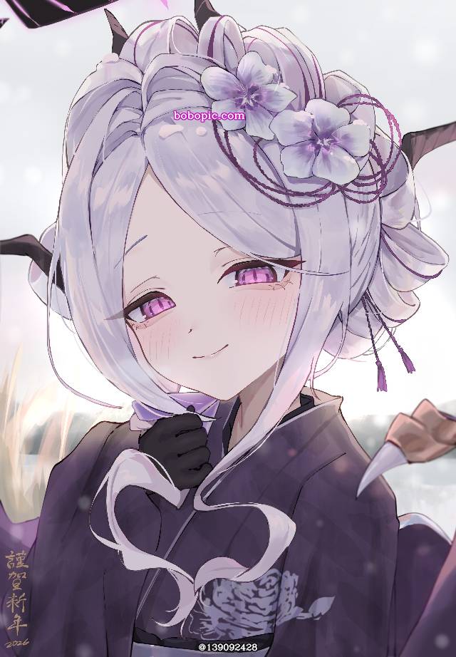 一张和服,美少女,空崎日奈,女孩,pixivSnowEffect绘画图片