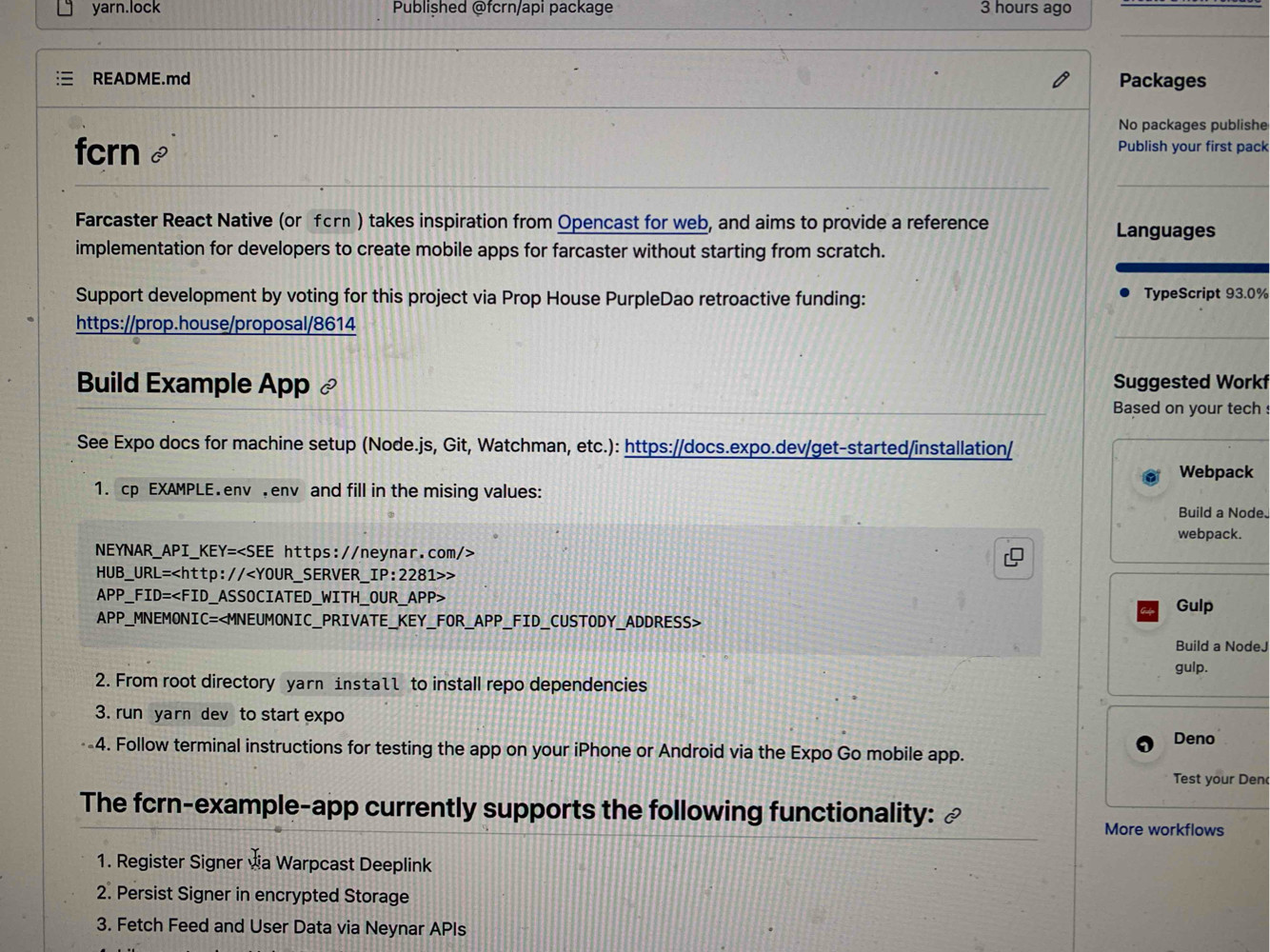 Farcaster React Native (fcrn) Farcaster social identity (Fname handle) PFP