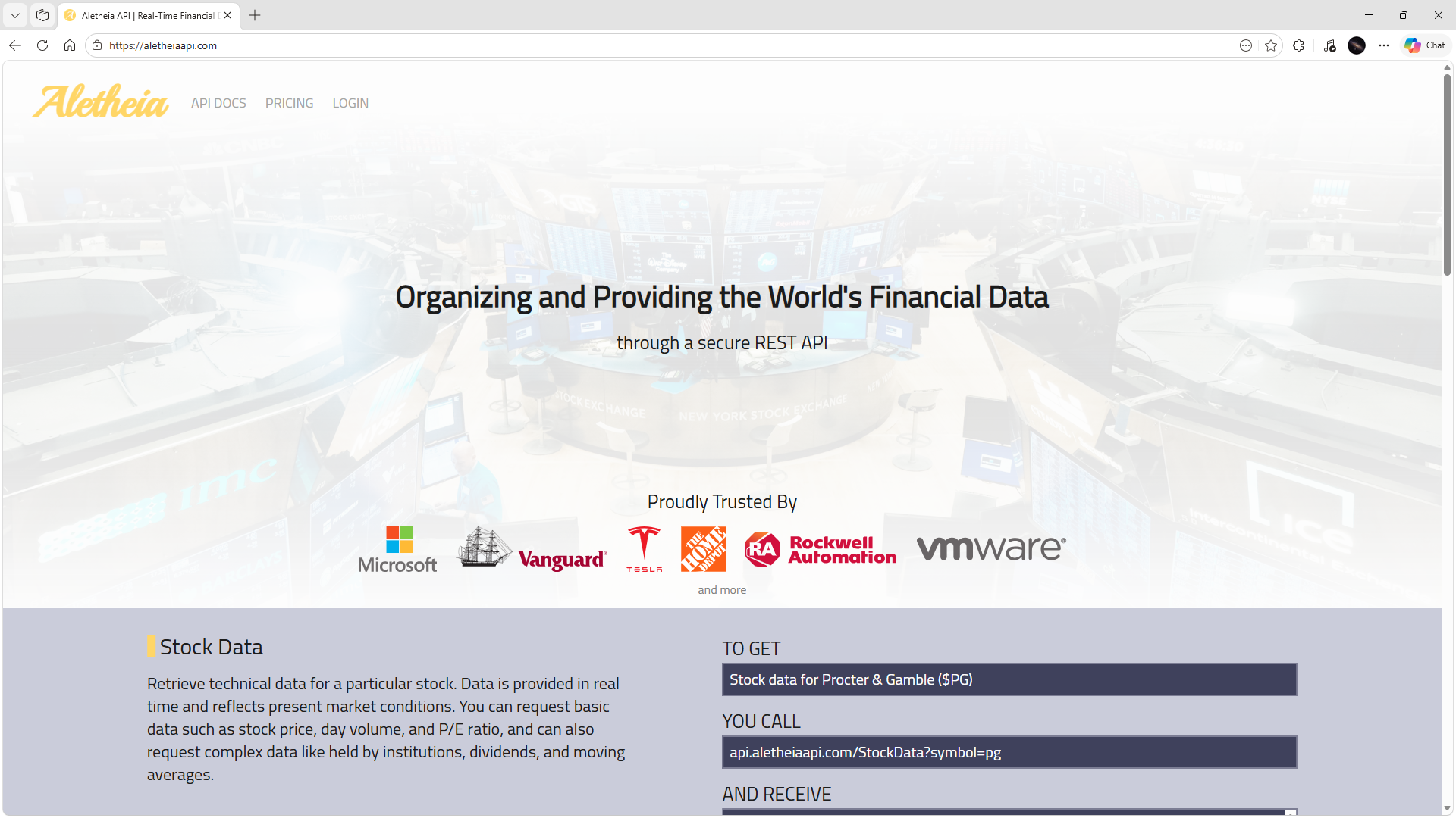 Aletheia financial data API