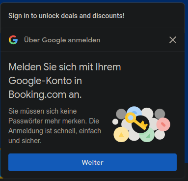 "Sign in to unlock deals and discounts!" popup