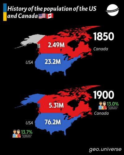 Canada vs US 1850 - 2025 - Brilliant Maps