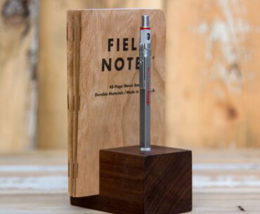 Walnut pencil and note book holder.
