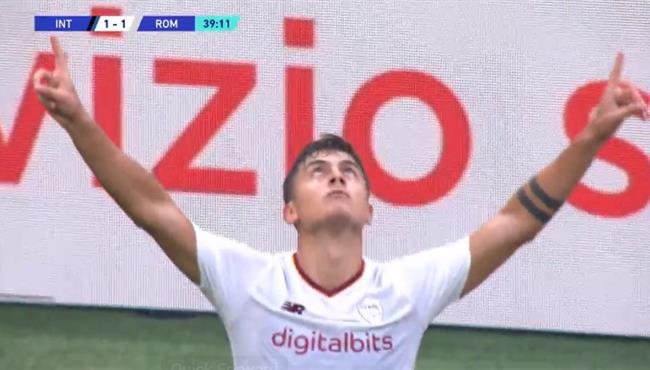 هدف ديبالا الرائع في مباراة روما وانتر ميلان بالدوري الايطالي