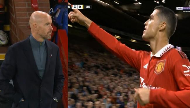 هدف رونالدو في مرمي شيريف بالدوري الاوروبي ورد فعل تين هاج