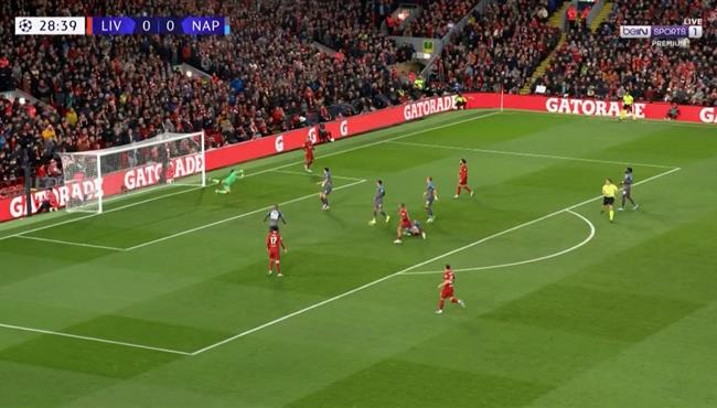 تياجو الكانتارا كاد ان يسجل هدف رائع امام نابولي بعد تمريرة من محمد صلاح