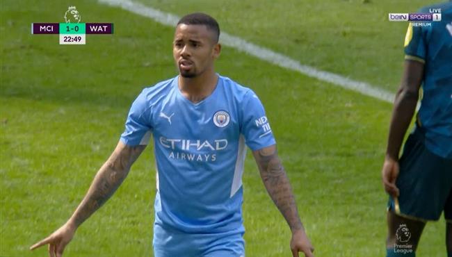 هدف مانشستر سيتي الثاني في مرمي واتفورد بالدوري الانجليزي جيسوس