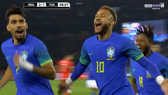 هدف نيمار في مباراة تونس والبرازيل الودية