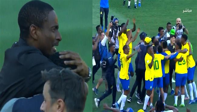 فرحه لاعبي صن داونز وبكاء المدرب بعد الفوز علي الوداد والتتويج بدوري السوبر الافريقي