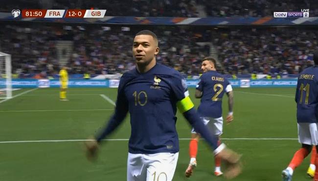 هدف مبابي الثالث الخرافي في مرمي جبل الطارق بتصفيات كأس امم اوروبا