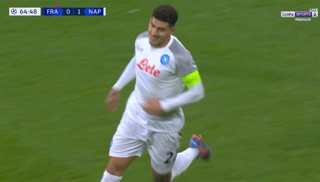 هدف نابولي الثاني الرائع في مرمي اينتراخت فرانكفورت بدوري ابطال اوروبا جيوفاني دي لورينزو