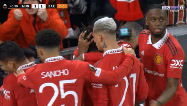 هدف تعادل مانشستر يونايتد مع برشلونة 1 1 الدوري الاوروبي