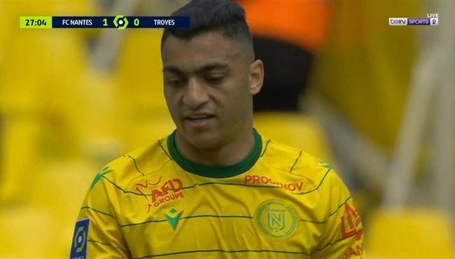 مصطفي محمد كاد ان يسجل هدف لنانت امام تروا