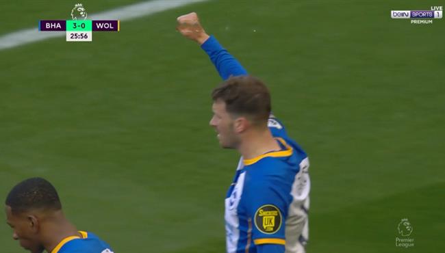 هدف عالمي في مباراة برايتون وولفرهلمبتون بالدوري الانجليزي