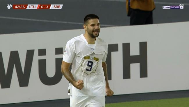 هاتريك ميتروفيتش في مباراة صربيا وليتوانيا بتصفيات كاس امم اوروبا