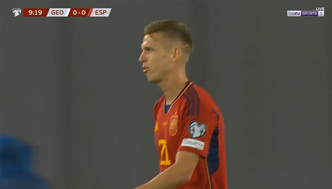 داني اولمو يهدر فرصة هدف امام جيورجيا بتصفيات كأس امم اوروبا