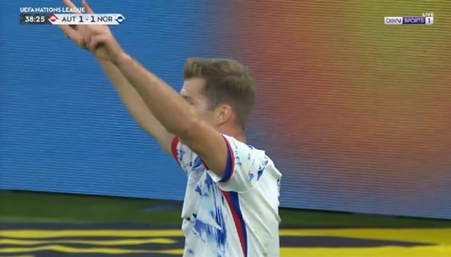 هدف تعادل النرويج مع النمسا 1 1 دوري الامم الاوروبية