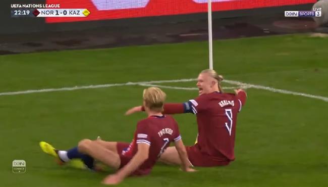 هدفا هالاند في مرمي كازاخستان بدوري الامم الاوروبية