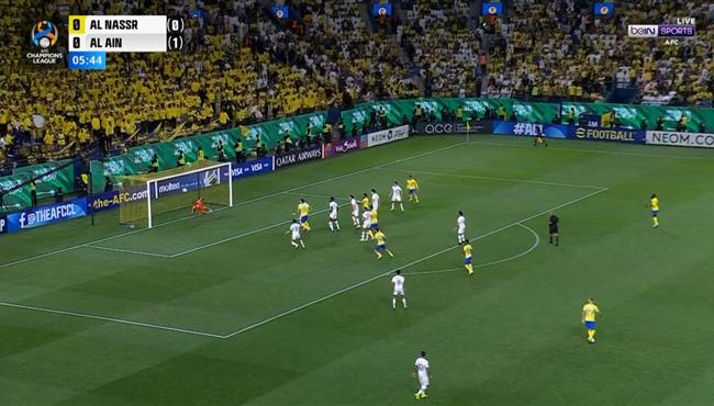 اول فرصه خطيرة من النصر علي مرمي العين وخالد عيسي يتصدي ببراعه